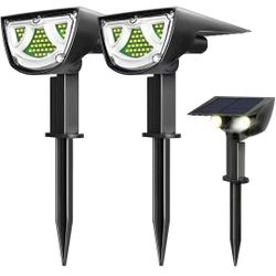Outdoor Spotlight Wireless Adjustable Solar Spot Lights Outdoor Waterproof 2-in-1 Landscape Spotlights for Yard Garden Walkway Porch Pool Driveway 2 P