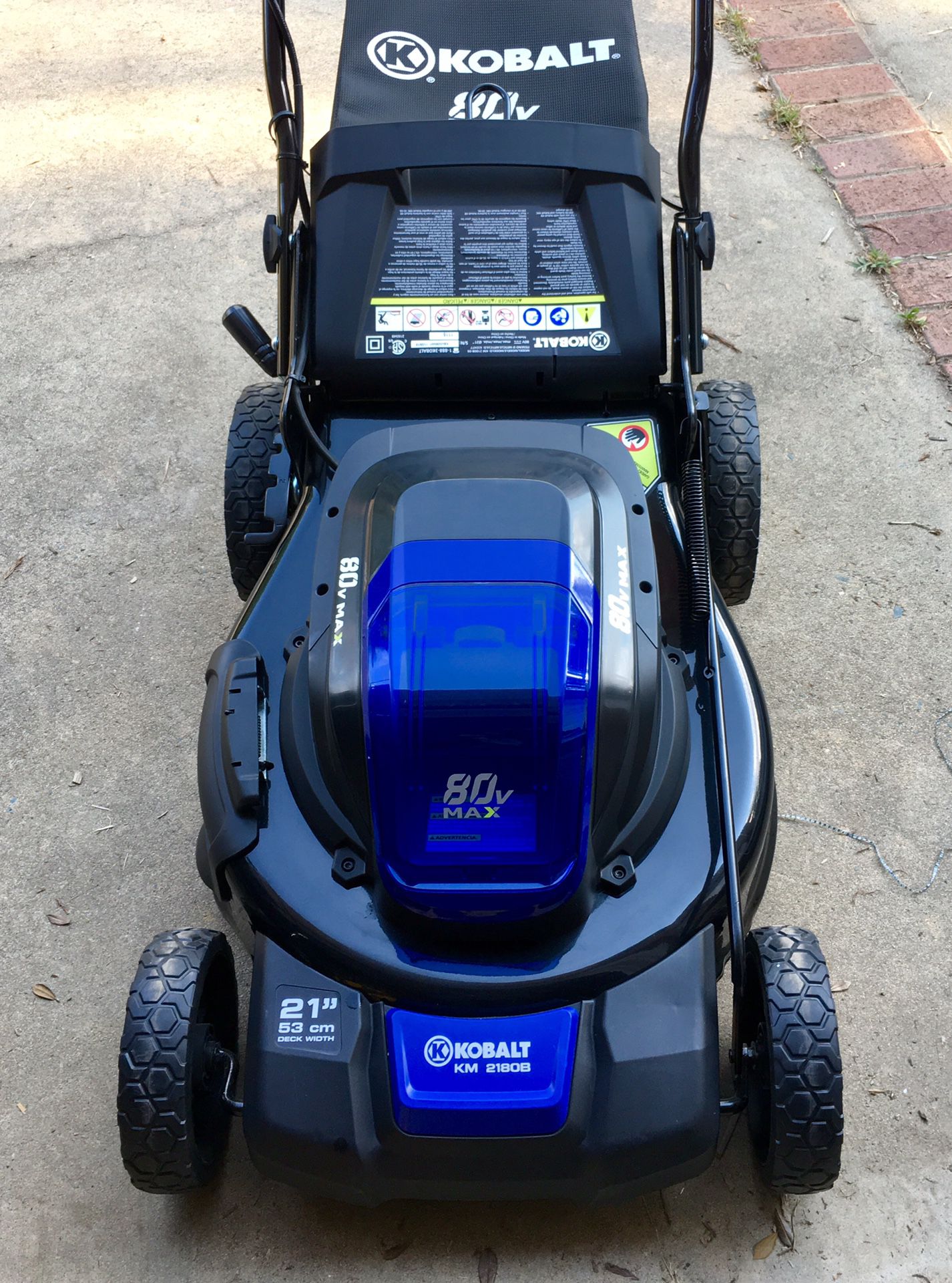 BRAND NEW Kobalt 80V Max Brushless Lithium Ion 21-in Push Cordless Electric Lawn Mower with battery and charger