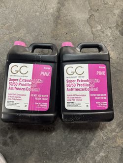 Two Jugs Of Pre-Mixed Asian Antifreeze/Coolant Pink