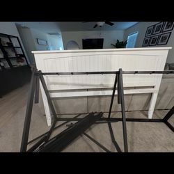 White Wooden Headboard (king size)