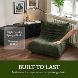 Big Bean Bag Chair for Adults, No Assembly Foam Lounger with Soft Cover 懒人沙发