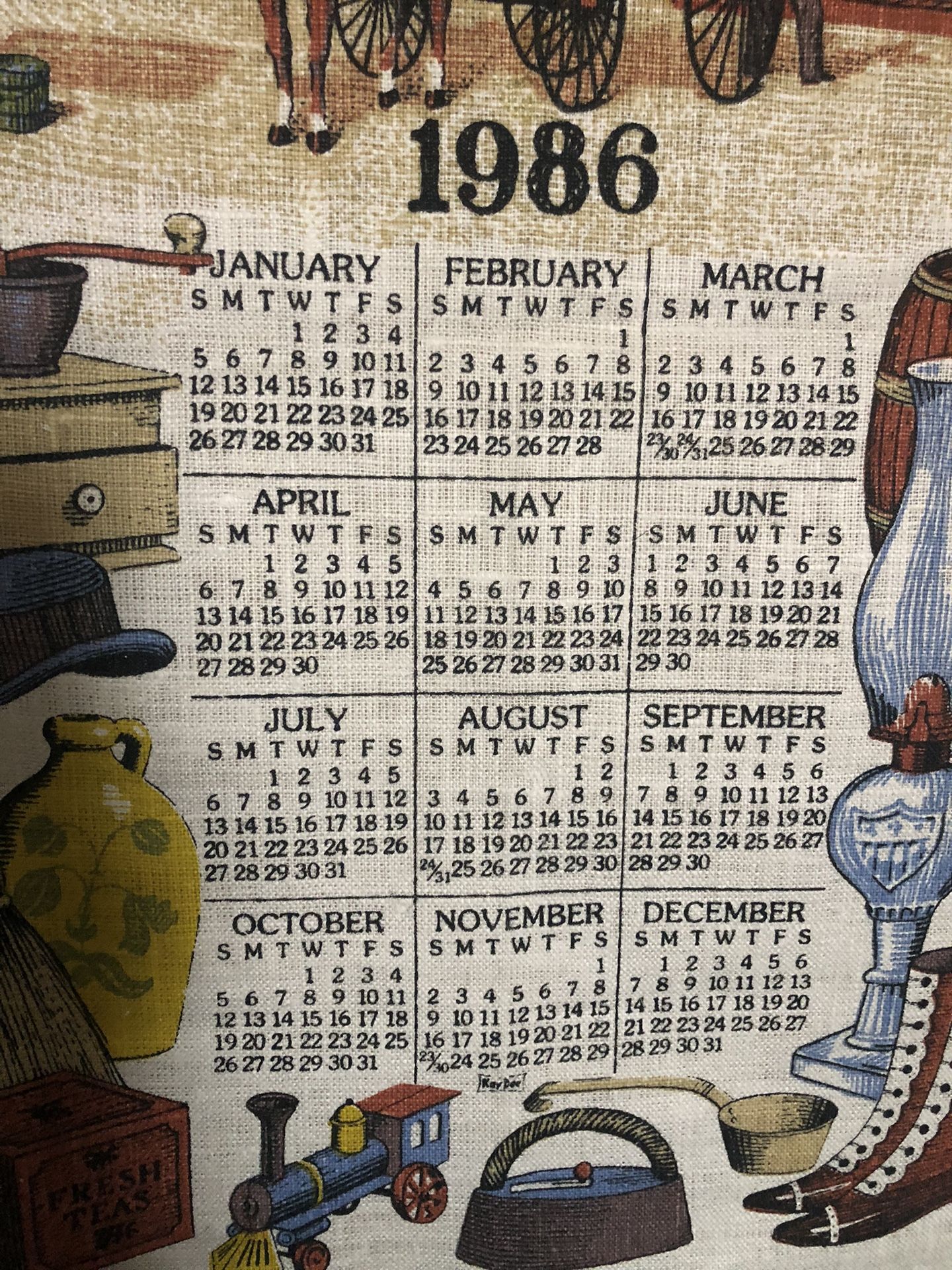 1986 Linen Hanging Wall Calendar for Sale in Modesto, CA - OfferUp