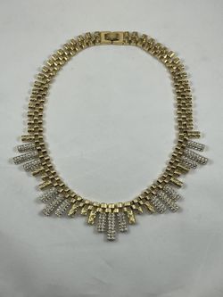 COACH Vintage Signature C’s Gold & Clear Rhinestone Choker 17” Necklace