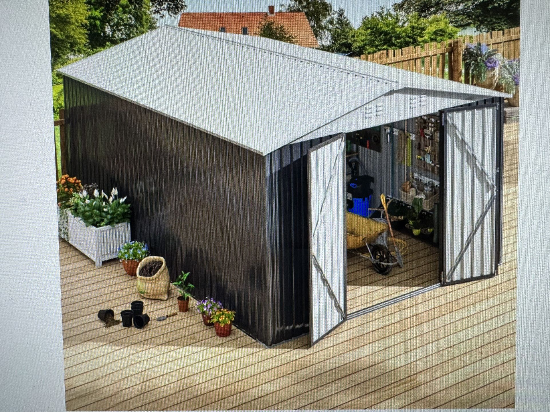 New In Box 9.3x13.5FT Outdoor Storage Shed,Metal Garden Shed 