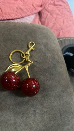New Red glitter cherry keychain