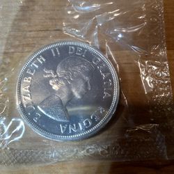 Canada 1964 Silver Dollar(type 1 Small Beads)