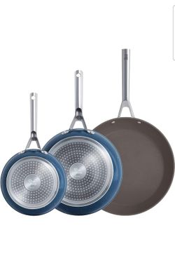 Durable 3 Pcs Frying Pan Set, Ceramic Nonstick Cookware Set, 8in/10in Omelet Pan, 12in Skillet, Inducton, Dishwasher & Ovens Safe, Free of PFAS & PTFE