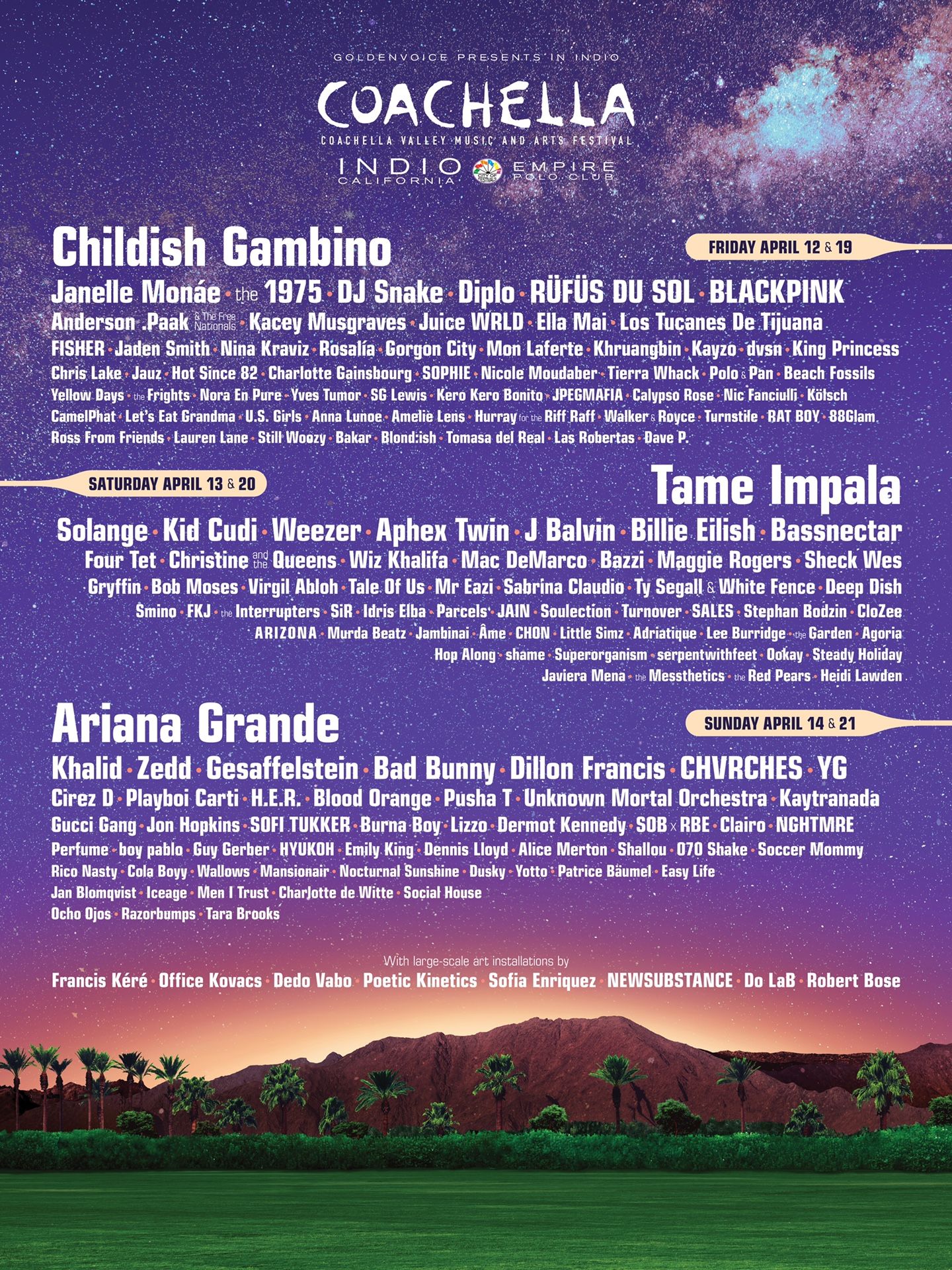 One general admission ticket to Coachella music Festival