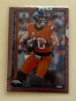 Bo Nix 2025 Topps Chrome Football Leather Refractor #88 Rookie Era Parallel