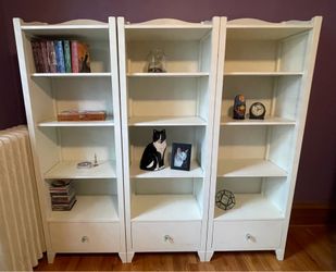 Lightly Distressed White Bookshelves from Land of Nod