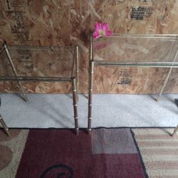 pair brass bamboo tables