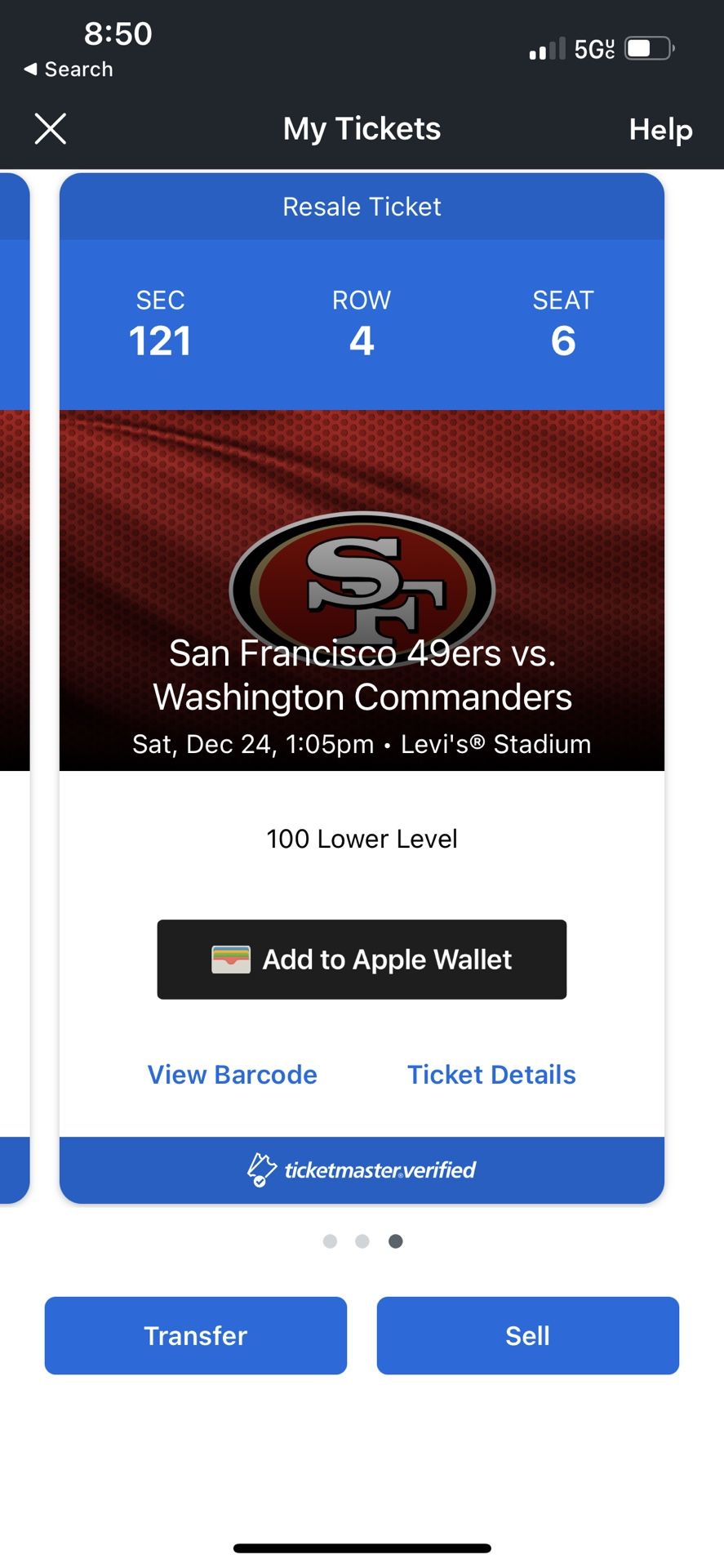 San Francisco vs. Washington 12/24