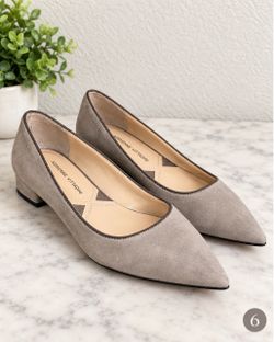 Adrienne Vittadini Pointed-Toe Flats – Gray Suede – Size 7.5