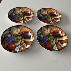 Vintage Sommelier Brand Ceramic Appetizer or Bread Plates( Set of 4)