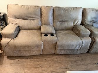 Ashley Furniture "Stoneland Style" Power Reclining Loveseats – Pair (4 Seats Total)