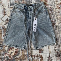 Brand New Size 32 Purple Brand Jorts with Rhinestones
