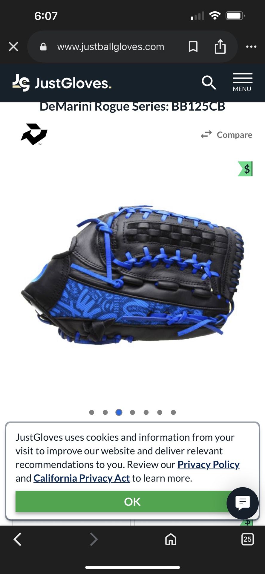 baseball glove. LEFT handed player., DeMarini rogue,, nice, GR888 condition, $69