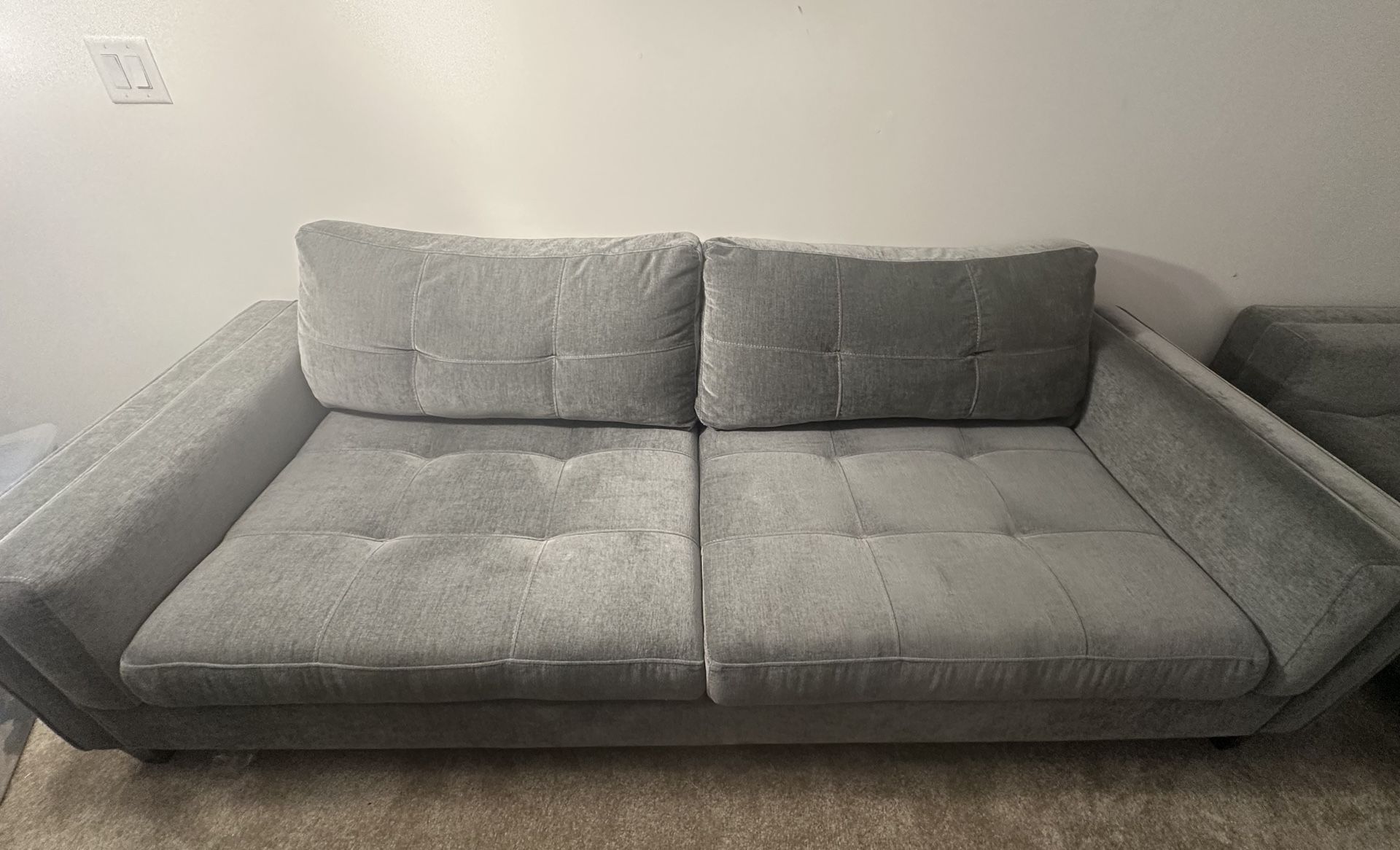 2 Gray Velour Couches New/Excellent Condition!