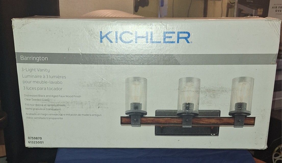 Kichler Barrington 22-Inches 3 -Light Distressed Black Rustic Vanity light