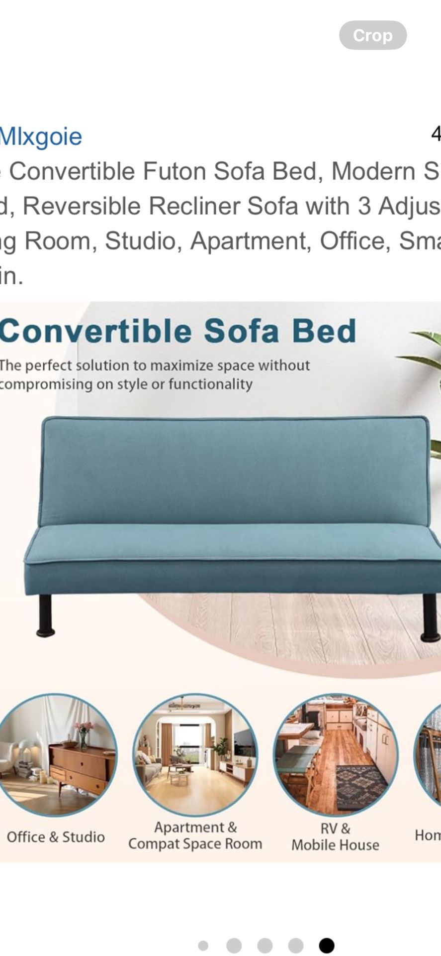 Mlxgoie Convertible Futon Sofa Bed, Modern Sleeper Couch Sofabed, Reversible Recliner Sofa With 3 Adjustable Positions For Living Room, Studio, Apartm