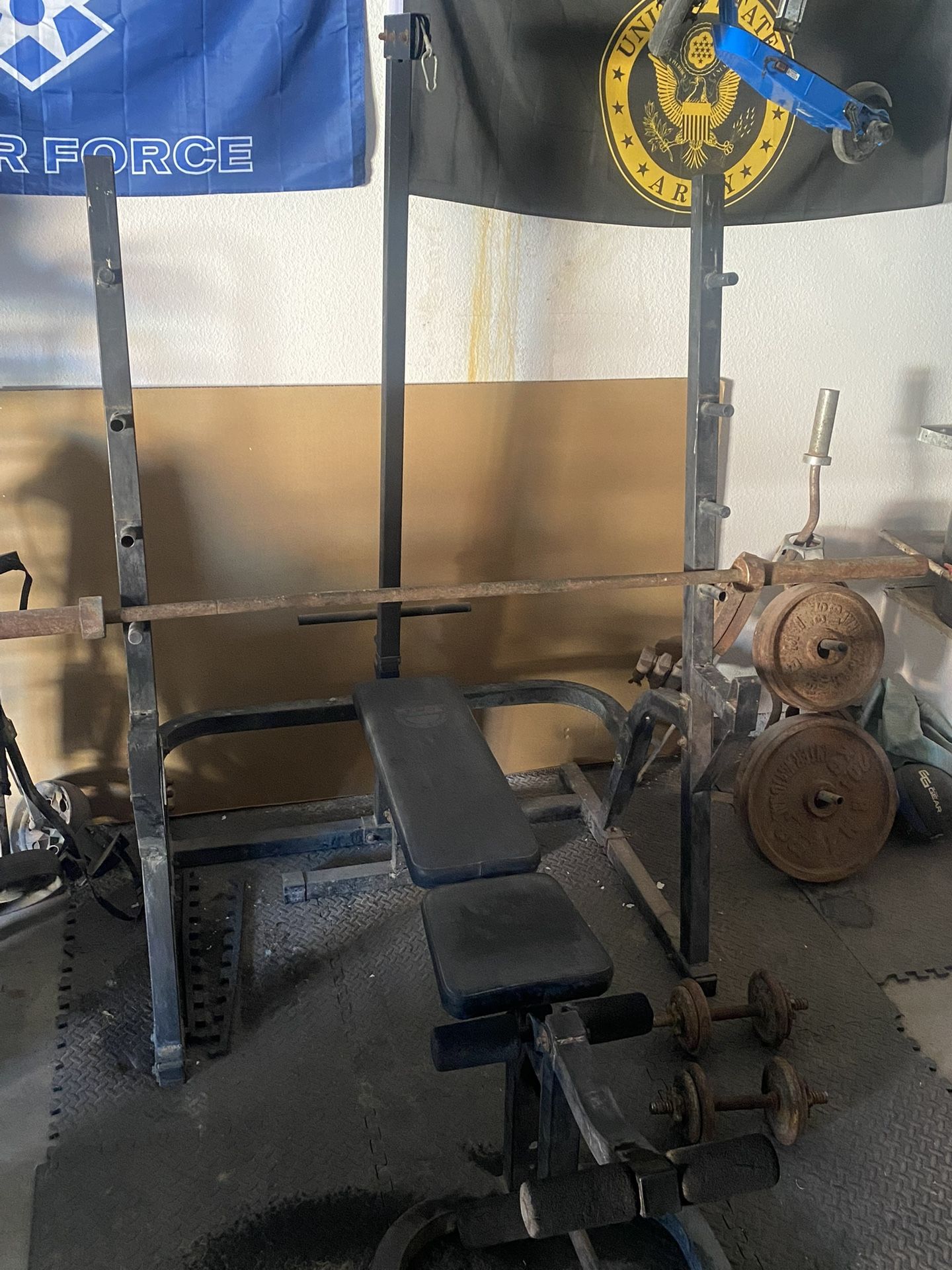 Weight Bench With Rack And 300 Pounds Weights With Stand
