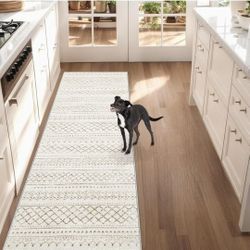 Runner Rug 2x5 Boho Geometric Area Rugs: Small Washable Kitchen Entryway Rug, Soft Non Slip Moroccan Long Hallway Rugs for Bedroom Bathroom Laundry En