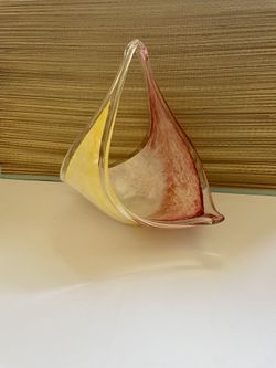 Hand blown unique glass fruit dish or home decor