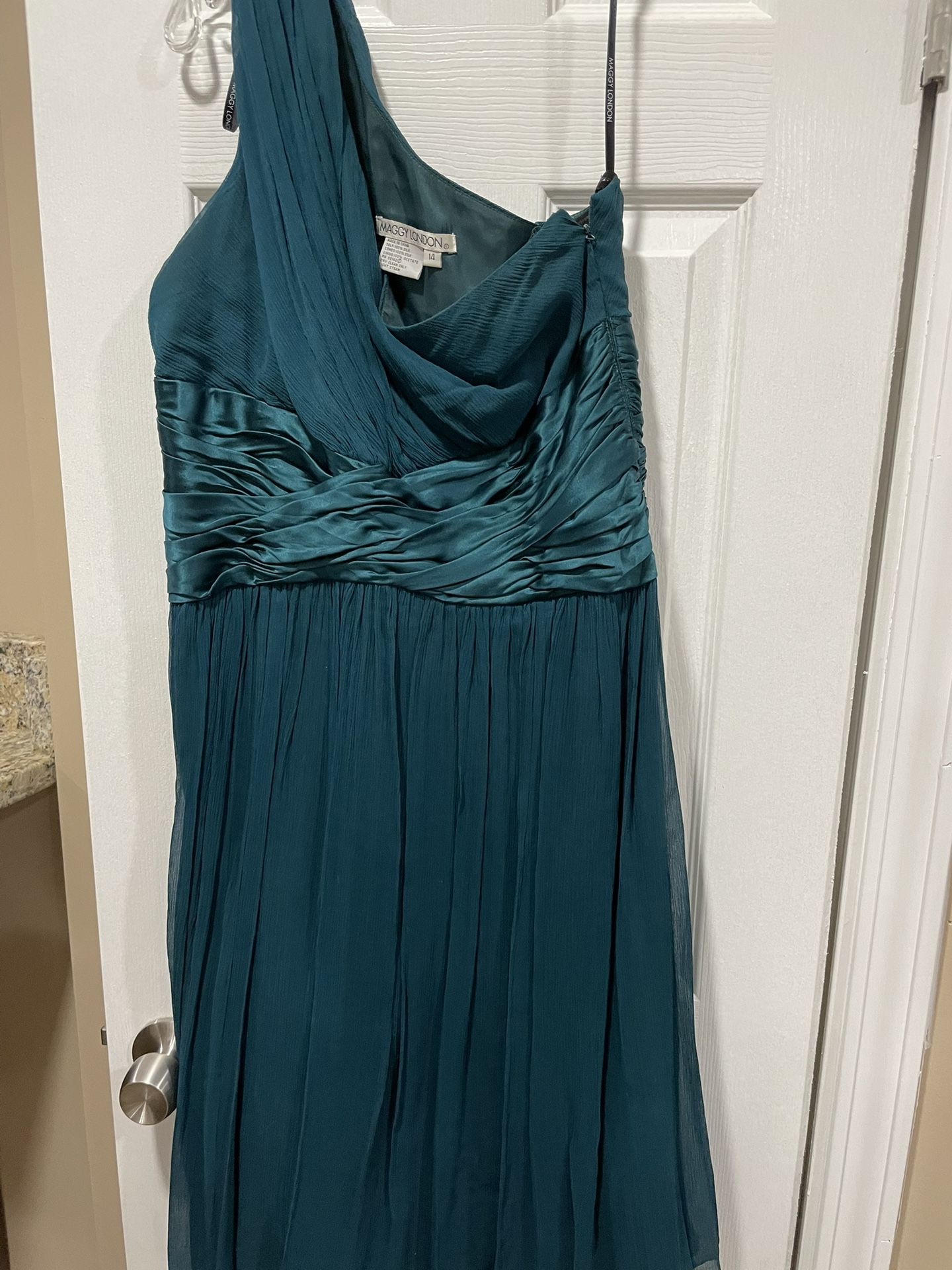 Teal One Shoulder Size 14 Short Prom Dress