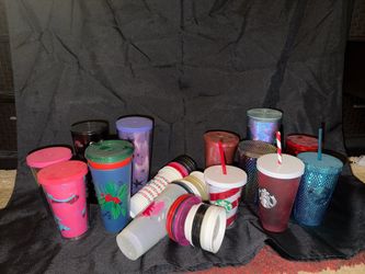 Lots of Starbucks cold Cups hot tumblers, lids, excellent condition