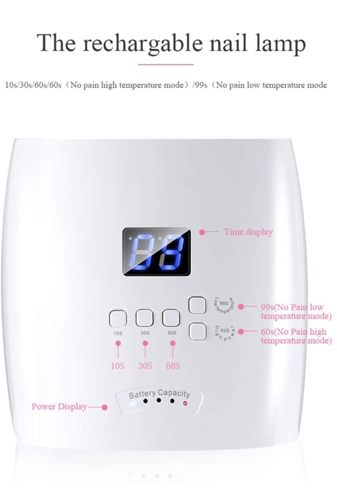 Uv Nail Lamp - Light with Sensor and Wireless Battery Chargeable Nail Polish Curing