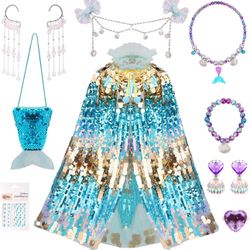 BRAND NEW 10PCS Princess Dress Up Toys Sequin Mermaid Costume for Age 4-6