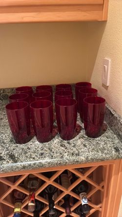 Ruby Red Drinking Glasses Set of 12