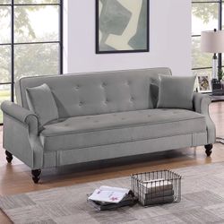 GREY ADJUSTABLE SOFA/FUTON WITH STORAGE 