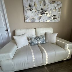 White Faux Leather Couch Set 