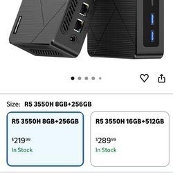 C4 Dual Nic Mini PC, Ryzen 5 3550H (Beat N97/N100/N150), Mini Computers, 8GB DDR4 256GB M.2 NVMe SSD, Mini Desktop PC, Triple Display(HDMI+DP+USB-C), 
