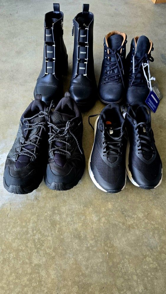 All The Shoes Are brand new. Boots DKNY $50.00 The North Face $70.00 Hoka$80.00 Birkenstock Size 38 245 $150.00