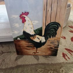 Beautiful Rooster Tile Art. Measures: 14"(H) x 11"(W)