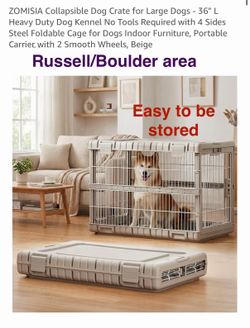 Brand new ZOMISIA Collapsible Dog Crate for Large Dogs - 36" L Heavy Duty, w/2/wheels. Russell/Boulder area