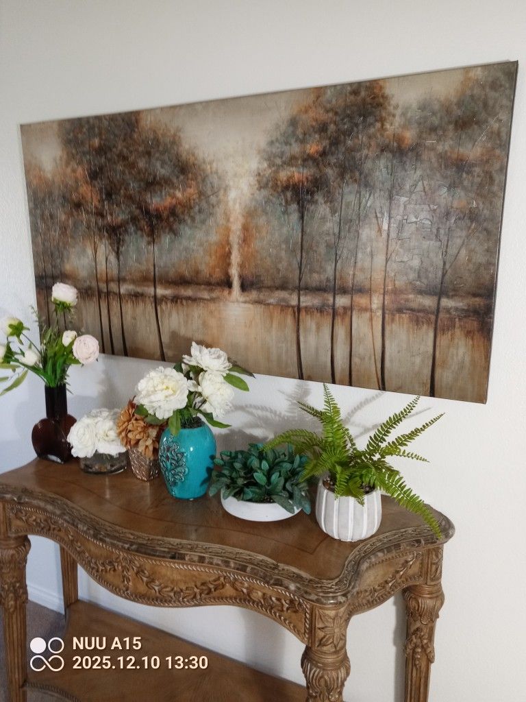 New With Tags Very  Large  Wall Art Textured Print Of Trees 60W"X31H"