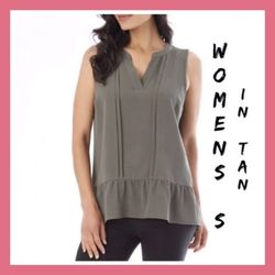 NWT Womens Apt.9 Tan Pleated Top Sz:S