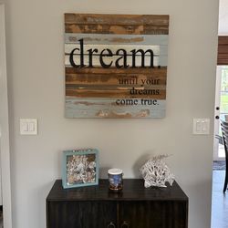 Sweet Bird & Co. "Dreams Come True" 30-Inch Square Reclaimed Wood Sign