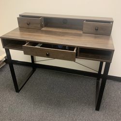 New In Box 42x22x37 Inch Talk Office Computer Writing Desk Vanity Table With Drawer Rustic Brown  Furniture 
