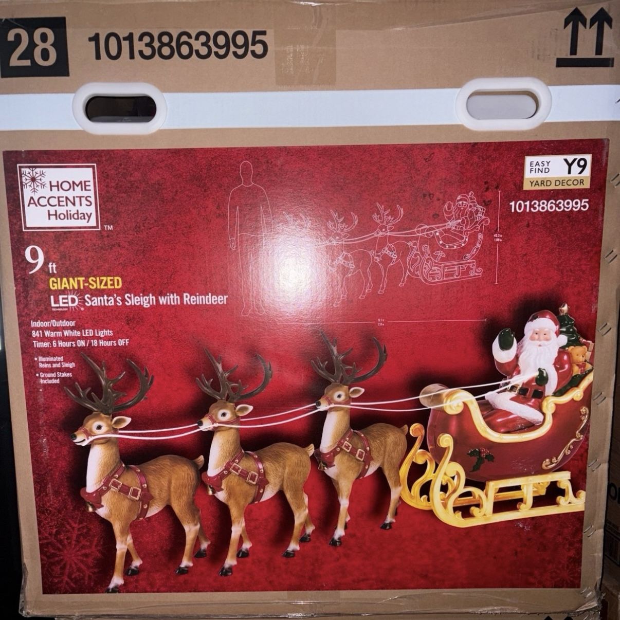 9 ft. Giant-Sized LED Santa's Sleigh with Reindeer Holiday Yard Decoration