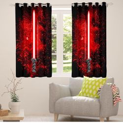 Lightsaber Curtains 38W X 45L Inch for Kids Boys Teens Red 2 Panels Window Curtains 
