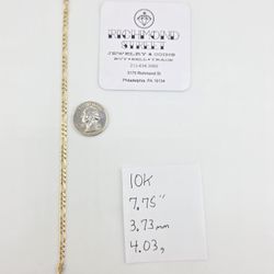 10k gold 7.75" figaro bracelet 