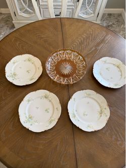 Beautiful France plates and autumn color crystal vintage dish