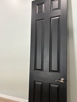 Black 6-Panel Interior Door with Lever Handle