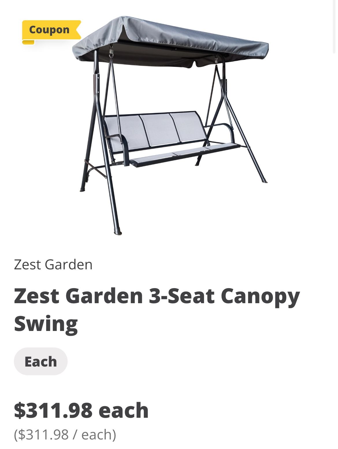 Zest Garden 3-Seat Canopy Swing