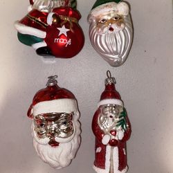 Vtg mix lot Mercury Glass Santa Ornament-Germany Macy’s Head tree gifts