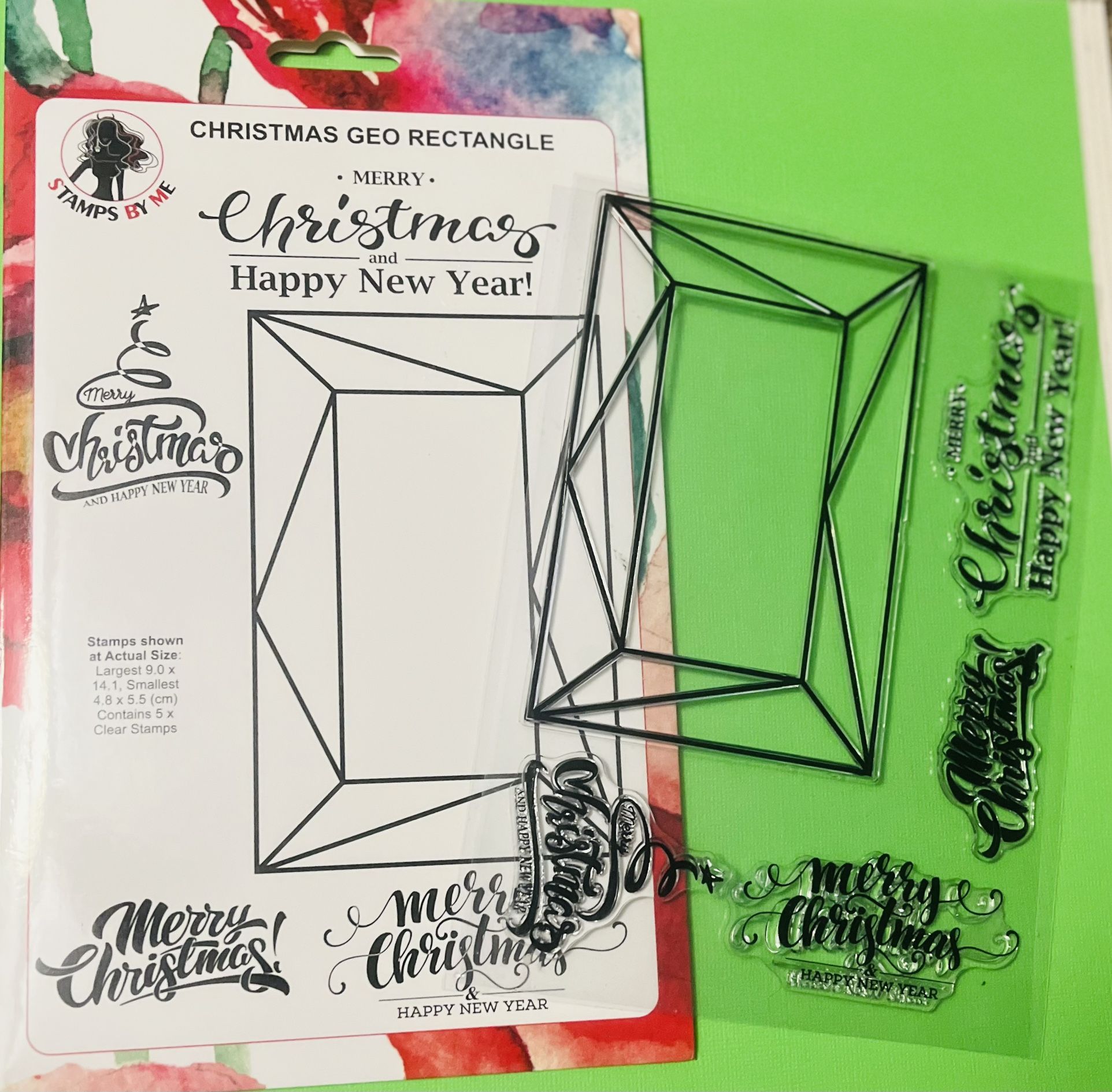 Christmas/New Year GEO Rectangle & Sentiment Stamps